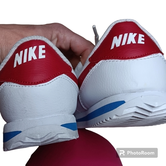 NIKE CORTEZ BASIC WHITE/RED/ROYAL BLUE RUNNING KIDS YOUTH Size 3.5Y - Picture 4 of 7